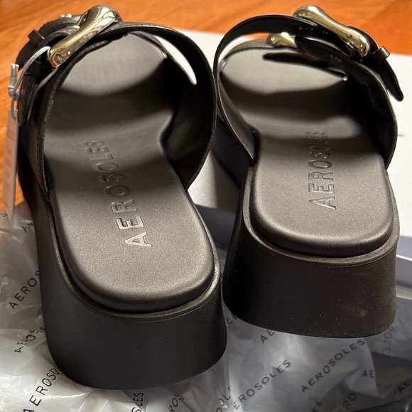 AEROSOLES Black Double Buckle Sandals - Picture 10 of 11